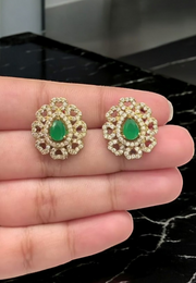 Beautiful studs with green colour stone -perfect for any occasion
